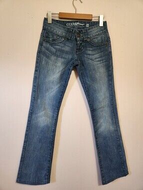 Vintage Y2K Guess Daredevil Low Rise Bootcut Denim Jeans Medium Wash Size 24
